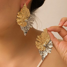 Zweifarbige Ohrstecker aus einer Legierung für Damen, goldenen und Edelstahl Farbe
