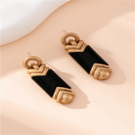 Прямоугольные серьги-гвоздики из акрилового сплава