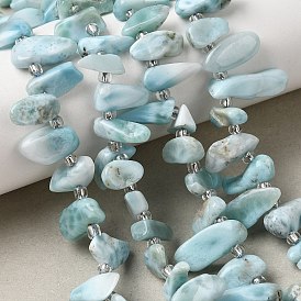 Природные ларимар бисер нитей, самородки, Топ пробуренной, с бисером