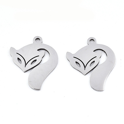 Pendentifs en acier inoxydable, Coupe au laser, fox