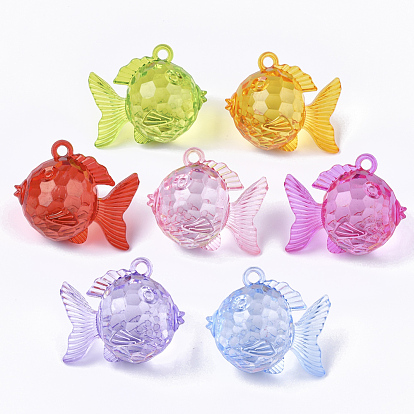 Transparent Acrylic Pendants, Faceted, Globefish