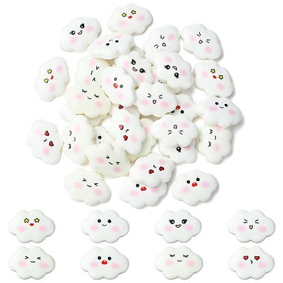 32 шт. 8 стили забавные непрозрачные кабошоны из смолы, облако со смайликом