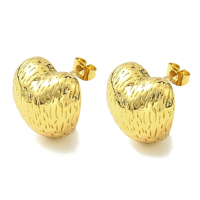 Ion Plating(IP) 304 Stainless Steel Stud Earrings, Heart