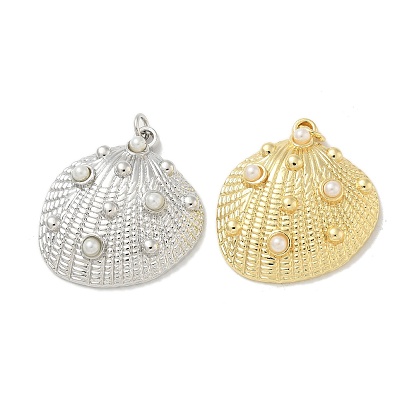 Подвески из латуни с имитацией жемчуга АБС, подвески в форме ракушек, с целью перехода в кольце