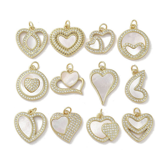 Латунные микро проложить кубического циркония подвески, без кадмия и без свинца, с оболочкой, сердце