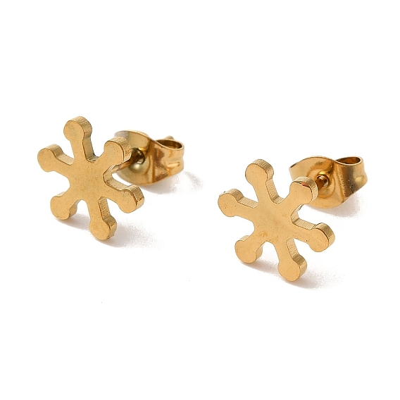 PVD Vacuum Plating 304 Stainless Steel Stud Earrings, Snowflake