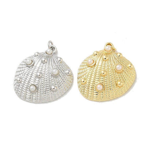 Подвески из латуни с имитацией жемчуга АБС, подвески в форме ракушек, с целью перехода в кольце