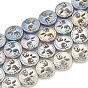 Electroplate Non-magnetic Synthetic Hematite Beads Strands, Flat Round with Tree of Life