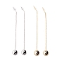 Long Chain with Enamel Yin Yang Dangle Stud Earrings, 304 Stainless Steel Ear Thread for Women