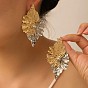 Two Tone Alloy Stud Earrings for Women, Golden & Stainless Steel Color