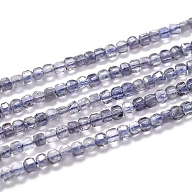 Brins de perles d'iolite / cordiérite / dichroite naturels, facette, cube