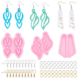 SUNNYCLUE DIY Earring Silicone Molds Making Kits, Including Silicone Molds, Brass Earring Hooks and Iron Jump Rings