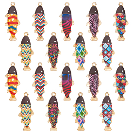 72 шт 9 цвета сплава эмалевые подвески, очарование рыбы, золотые