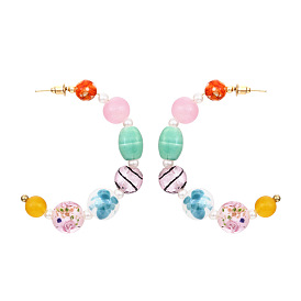 European and American Style Minimalist C-shaped Earrings for Women, Fashionable Personality Ear Studs with Colorful Painting.