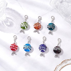 Плоский круглый подвесной светильник ручной работы украшение, с цинковым сплавом застежками омаров коготь