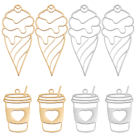 16 шт 4 стиль 201 подвески из нержавеющей стали, лазерная резка, чашка и мороженое