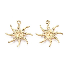 304 подвески из нержавеющей стали, очарование солнца, за половину пробурено бисера, ионное покрытие (ip)