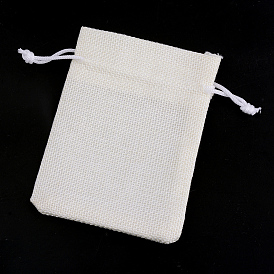 Polyester Imitation Burlap Packing Pouches Drawstring Bags, for Christmas, Wedding Party and DIY Craft Packing