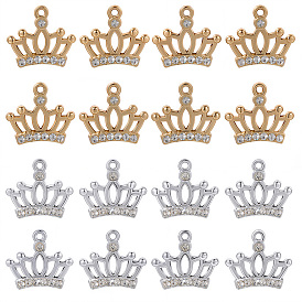 40 шт. 2 цвета сплава, подвески со стразами и кристаллами, УФ-покрытием, корона