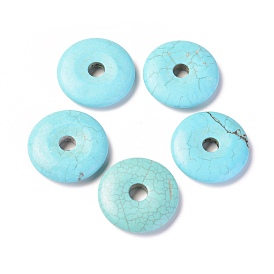 Natural Howlite Pendants, Dyed, Donut/Pi Disc