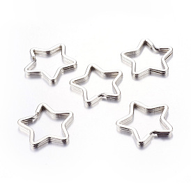 Iron Split Key Rings, Keychain Clasp Findings, Star, 34x3mm