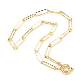 Brass Paperclip Chain Necklaces, with Spring Clasps