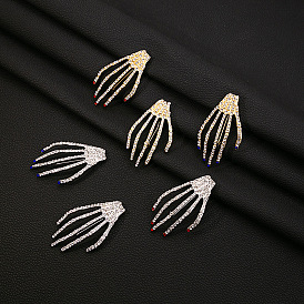 Gothic Skull Hand Claw Diamond Brooch - Funny, Unique, Suit Accessory for Women.