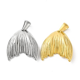 Ion Plating(IP) 304 Stainless Steel Pendants, Fish Tail Charm