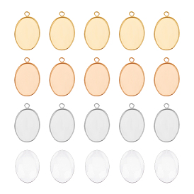 30 шт. 3 цвета 304 подвеска из нержавеющей стали с кабошоном, чашки безель с краями, овальные, с прозрачными овальными стеклянными кабошонами 30шт.