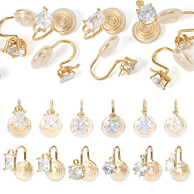 12шт. 6 стили латунные микропаве серьги-каффы с прозрачными кубическими циркониями, с петлей