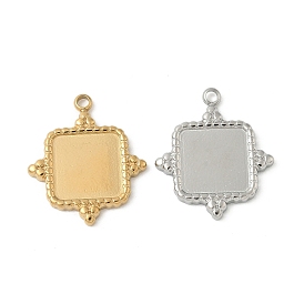 304 Настройки кабошон из нержавеющей стали кулон, ионное покрытие (ip), квадратных амулеты