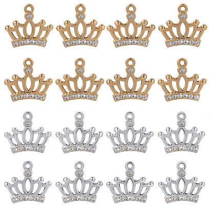 40 шт. 2 цвета сплава, подвески со стразами и кристаллами, УФ-покрытием, корона