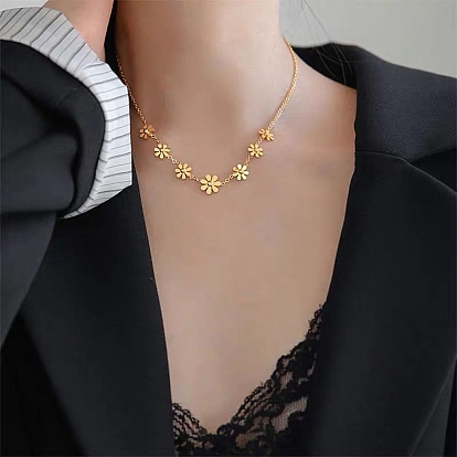 316 ожерелья из хирургической нержавеющей стали с цветочными звеньями для женщин