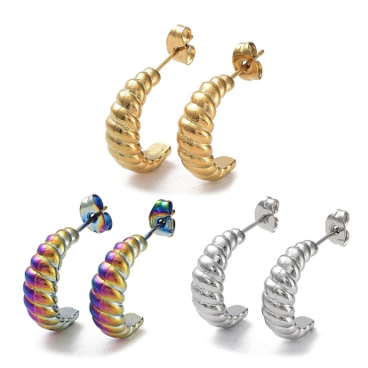 Ion Plating(IP) 304 Stainless Steel Croissant Ear Studs for Women