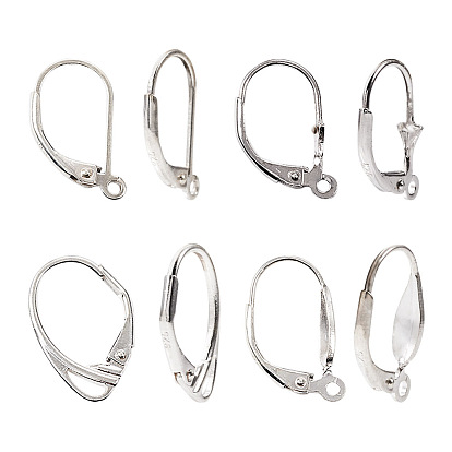 4 paires 4 style 925 boucles d'oreilles à levier en argent sterling, avec boucles horizontales