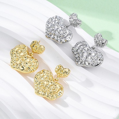 Кованые латунные серьги-гвоздики в форме сердца, без свинца и без кадмия, долговечный, стойки покрытие