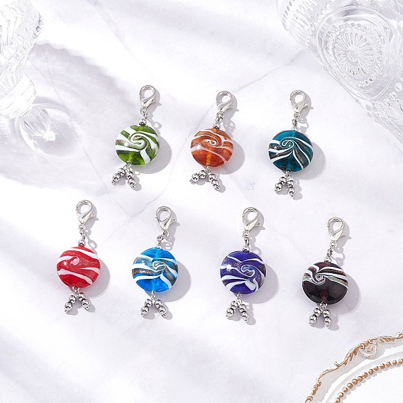 Плоский круглый подвесной светильник ручной работы украшение, с цинковым сплавом застежками омаров коготь