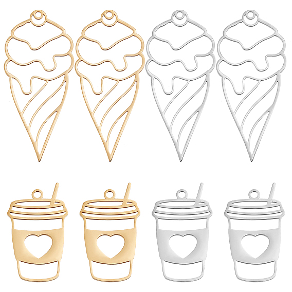 16 шт 4 стиль 201 подвески из нержавеющей стали, лазерная резка, чашка и мороженое