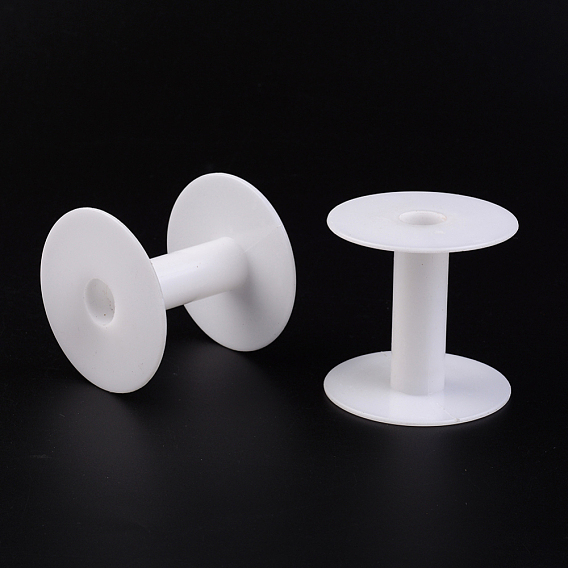 Plastic Empty Spools for Wire, Thread Bobbins, White, 17x53~56mm, Hole: 14mm