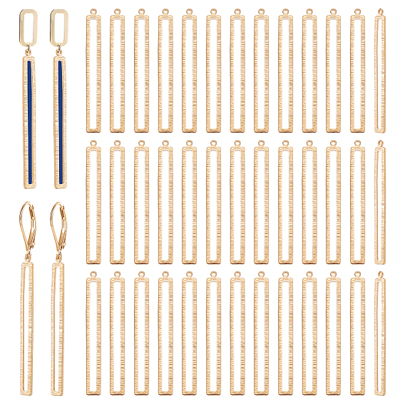 40 шт латунные большие подвески, полый прямоугольник