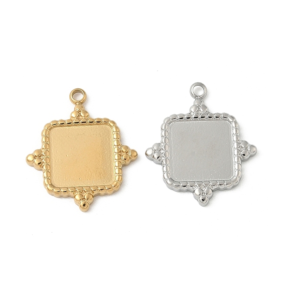 304 Настройки кабошон из нержавеющей стали кулон, ионное покрытие (ip), квадратных амулеты