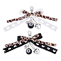 2 pièces 2 couleurs alliage et tissu décorations pendentif nœud papillon, avec un charme en forme de cœur et de boule 8, pour accessoires de sac