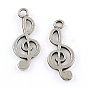Тибетский стиль сплава цинка подвески, без свинца и без кадмия, скрипичный ключ, 26x10x1 мм, отверстие : 2 мм, Около 714 шт / 500 г
