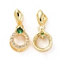 Brass Micro Pave Green Cubic Zirconia Ice Pick Pinch Bails, Ring