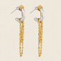 304 Stainless Steel Tassel Stud Earrings for Women, Half Hoop Earrings