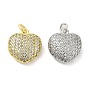 Brass Micro Pave Clear Cubic Zirconia Pendants, Heart