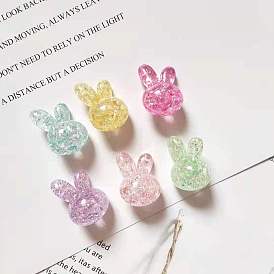 26mm acrylic rabbit head crack beaded horizontal hole diy jewelry accessories hair rope bracelet car hanging accessories loose beads