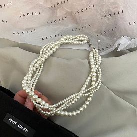 Collar barroco con múltiples capas y cadena de clavícula de perlas - vintage, lujoso, 