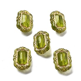 Прозрачные акриловые бусины, золотой металл обвитыми, прямоугольные