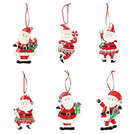 Christmas Santa Claus Handmade Polymer Clay Pendant Decorations, for Christmas Tree Wall Door Hanging Ornaments